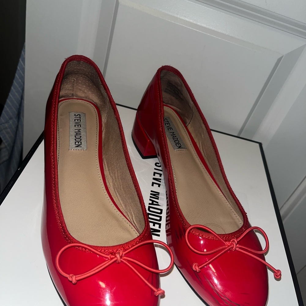 Steve Madden Red Flats with Bow Detail